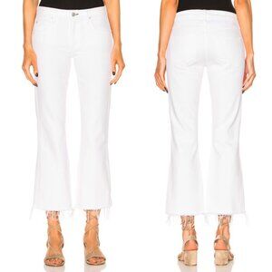 AMO Anthropologie $240 Jane Kick Crop Flare Jeans‎ Sea Salt White 26 Raw Hem